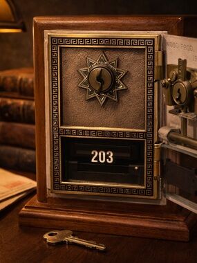 Vintage 1939 Wood Products Postal Lock Box Coin Bank w/ Key Brass Dial PO Door